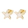 Brass Enamel Stud Earrings LS-EJEW-B152-01G-05-4