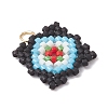 Handmade Glass Seed Beaded  Window Lattice Pattern Shape Pendants PALLOY-MZ00929-4