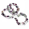 Unisex Chip Natural Fluorite Beaded Stretch Bracelets BJEW-S143-14-1