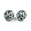 Painted Wood European Beads WOOD-F017-04D-2