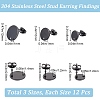 SOFPLATE 36Pcs 3 Size Flat Round 304 Stainless Steel Stud Earring Findings STAS-SP0001-59EB-2