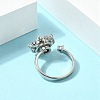 Flower Rotatable Open Cuff Rings for Women RJEW-G333-01H-3