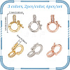 6Pcs 3 Styles Brass Micro Pave Clear Cubic Zirconia Twister Clasps ZIRC-DR0001-02-2