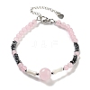 Natural Mixed Stone Round & Synthetic Non-magnetic Hematite & White Shell Beaded Bracelets for Women BJEW-K251-02-3