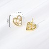 Heart Brass Clear Cubic Zirconia Stud Earrings ZD0180-4