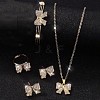 Bowknot Alloy Rhinestone Stud Errings & Ring & Pendant Necklaces & Bangle Sets for Women FS-WGFEA72-01-3