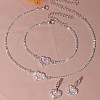 Heart Alloy Rhinestone Pendant Necklaces & Dangle Earring & Bracelets Sets for Women FS-WG56CAD-01-2