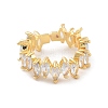 Brass with Cubic Zirconia Open Cuff Rings LS-RJEW-B053-05-2