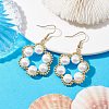 Flower Shell Pearl & Non-magnetic Synthetic Hematite Bead Dangle Earrings EJEW-JE05773-2