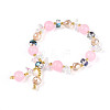 Natural Chalcedony and Glass Beads Charm Bracelets BJEW-T022-14E-2