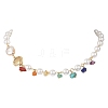 Round Shell Pearl & Natural Keshi Pearl Link Chain Necklaces NJEW-JN05332-2