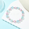 Natural Aquamarine & Kunzite Beaded Stretch Bracelets for Women BJEW-JB14006-1