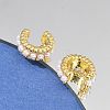 Brass Plastic Pearl Cuff Earrings EJEW-G420-01G-3