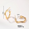 Elegant Vintage Geometric Pearl Stud Earrings Stainless Steel Wave Design EQ2297-1-1