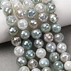 Electroplated Natural Agate Beads Strands G-B191-A07-8mm-14-1