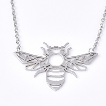 201 Stainless Steel Pendant Necklaces NJEW-T009-JN054-1-40