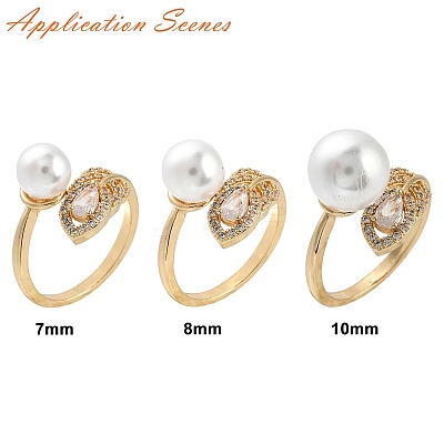 Leaf Brass Micro Pave Cubic Zirconia Cuff Ring Setting KK-A244-01G-G-1