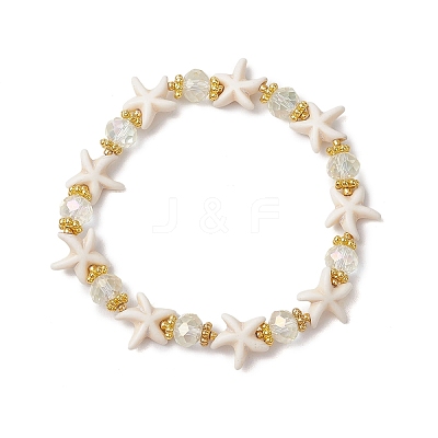 Synthetic Turquoise Beads Stretch Bracelets for Women BJEW-JB11574-03-1
