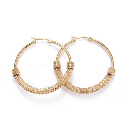 304 Stainless Steel Big Hoop Earrings EJEW-L232-032C-G-1
