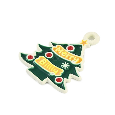 Christmas Theme Spray Painted Alloy Enamel Pendants ENAM-Z020-01K-1