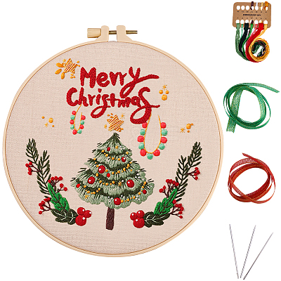 Christmas DIY Embroidery Starter Kits for Beginners AJEW-WH20816-026-1