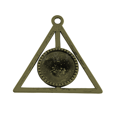 Tibetan Style Alloy Triangle Deathly Hallows Pendant Cabochon Settings TIBEP-322-AB-FF-1
