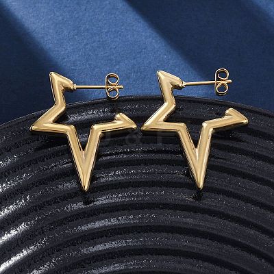 304 Stainless Steel Star Stud Earrings EJEW-B108-17G-1
