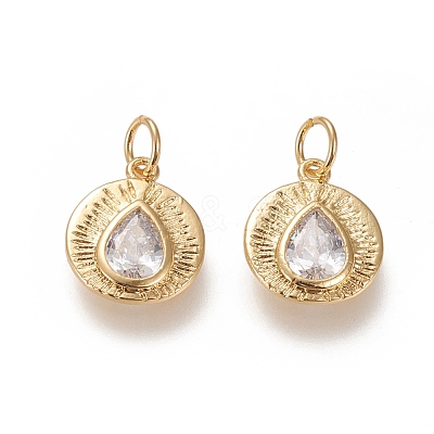 Brass Micro Pave Cubic Zirconia Charms ZIRC-L091-066G-1