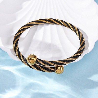 304 Stainless Steel Torque Bangles for Women BJEW-P310-19MC-1