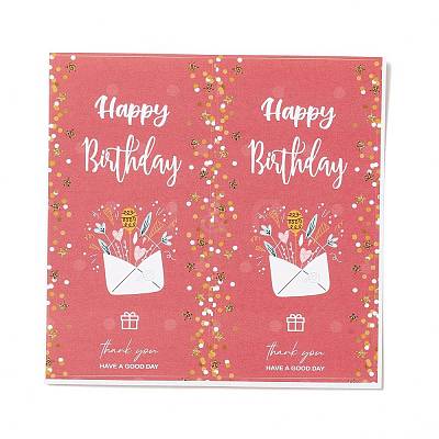 Rectangle Happy Birthday Theme Paper Stickers DIY-B041-23B-1