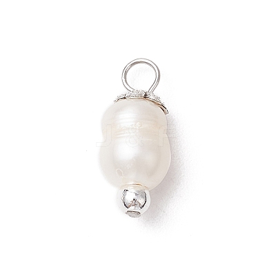 Natural Cultured Freshwater Pearl Rice Pendants PALLOY-JF03919-01-1