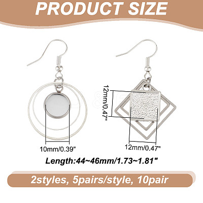 10Pairs 2 Styles Brass Dangle Earring Findings EJEW-GA00001-1