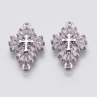 Brass Micro Pave Cubic Zirconia Links ZIRC-E144-12P-1