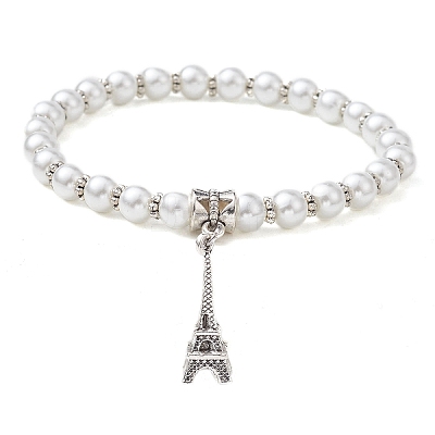 Glass Pearl Beaded Stretch Bracelets BJEW-JB09696-04-1