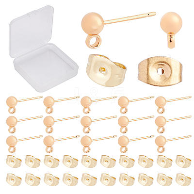 50Pcs Brass Stud Earring Findings KK-CN0001-44-1