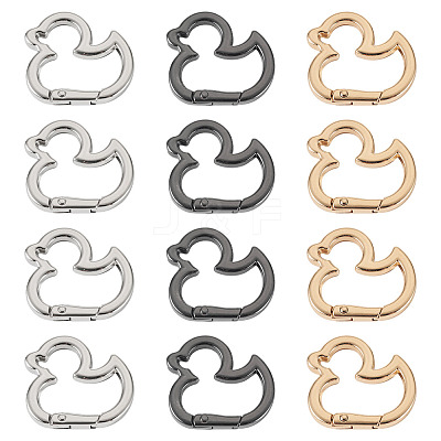 12Pcs 3 Colors Alloy Spring Gate Rings FIND-TA0010-06-1