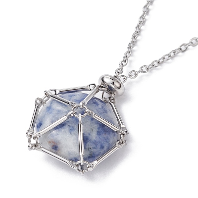 Stainless Steel Macrame Pouch Empty Stone Holder for Pendant Necklace Making NJEW-JN04532-02-1
