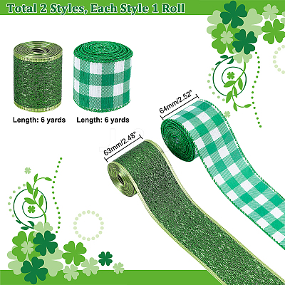 2 Rolls 2 Styles Polyester Ribbon OCOR-GA0001-52-1