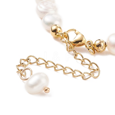 Gemstone Chips & Pearl Beaded Bracelet BJEW-JB08236-1