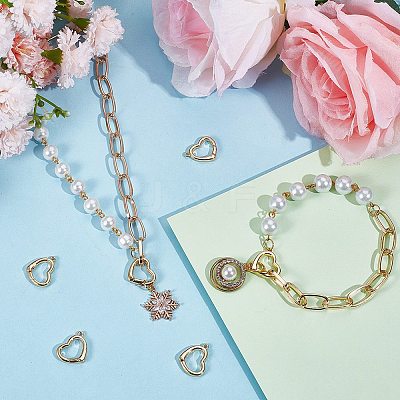6Pcs Rack Plating Heart Brass Spring Gate Rings KK-SC0006-08-1