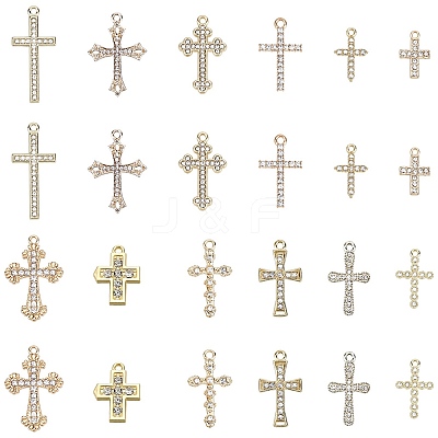 24Pcs 12 Styles Alloy Crystal Rhinestone Pendants FIND-SC0010-80-1
