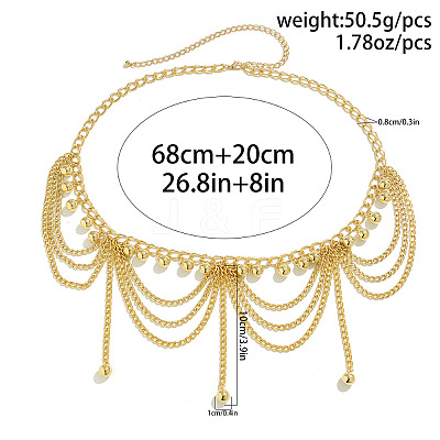 Alloy Twisted Chain Round Tassel Waist Chains for Women WG6FFC1-02-1