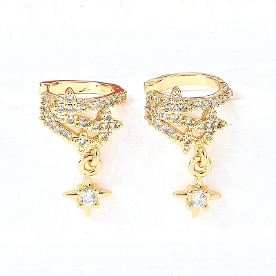 Brass Micro Pave Clear Cubic Zirconia Cuff Earrings EJEW-F370-28G-1