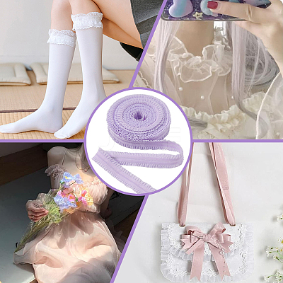 Polyester Ruffled Elastic Cord EW-WH0015-02F-1