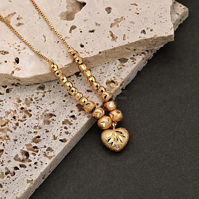 Elegant Brass Heart Pendant Necklaces for Women RB7498-1