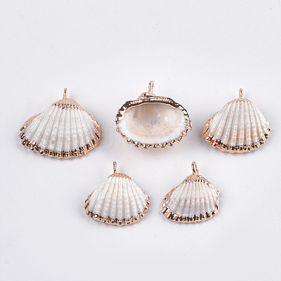 Electroplate Sea Shell Pendants SSHEL-T006-02-1