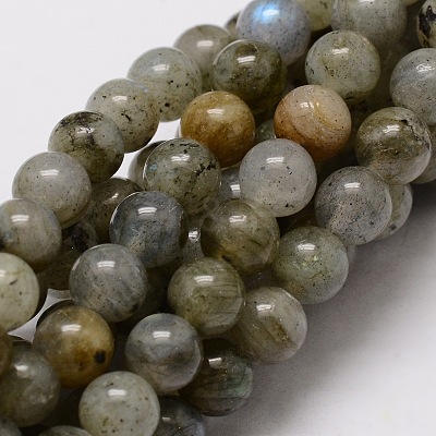 Natural Labradorite Round Beads Strands X-G-E329-8mm-48-1