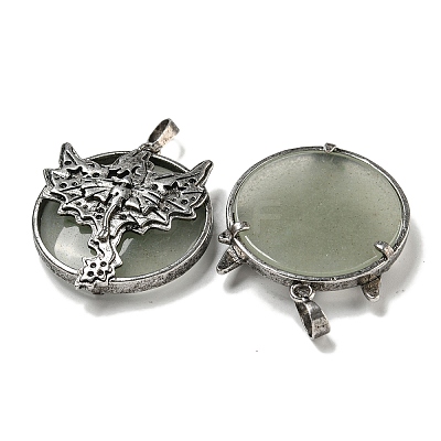 Natural Green Aventurine Flat Round Pendants G-F766-05AS-03-1