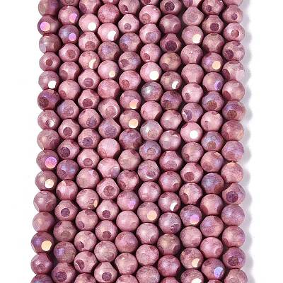 Ombre Effect Dyed Electroplate Opaque Glass Beads Strands EGLA-Q130-01A-15-1