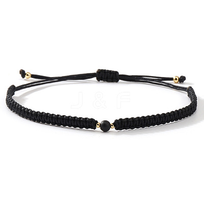 Natural Obsidian Round Link Bracelets KB3682-1-1
